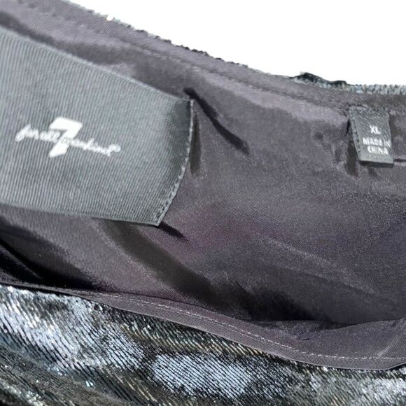 7 FOR ALL MANKIND OneShoulder Metallic Mini Dress In Black Size XL NEW - Picture 14 of 16